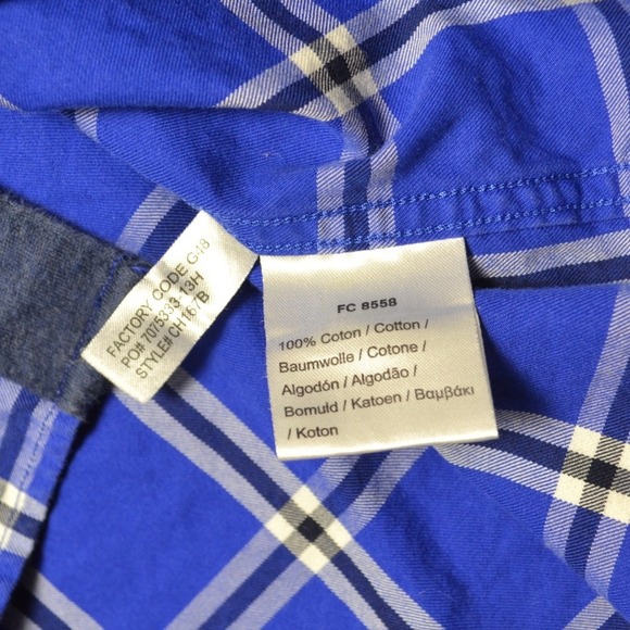 Lacoste Men's Blue Plaid Long Sleeve Button-Down Shirt Size 2XL 100% Cotton - Picture 6 of 6